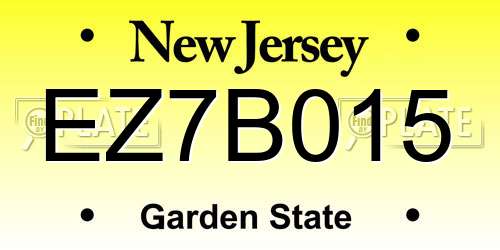 EZ7B015 New Jersey License Plate