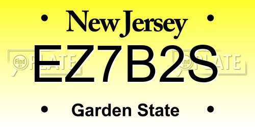 EZ7B2S New Jersey License Plate