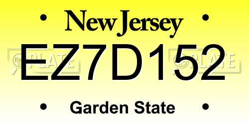 EZ7D152 New Jersey License Plate