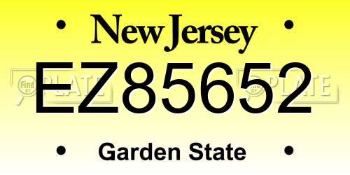 EZ85652 New Jersey License Plate