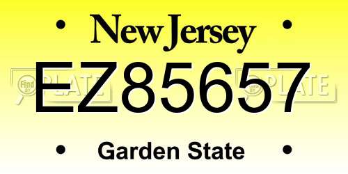 EZ85657 New Jersey License Plate