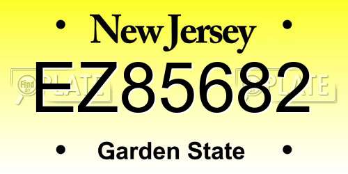 EZ85682 New Jersey License Plate
