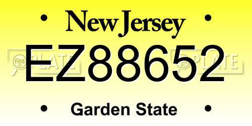 EZ88652 New Jersey License Plate