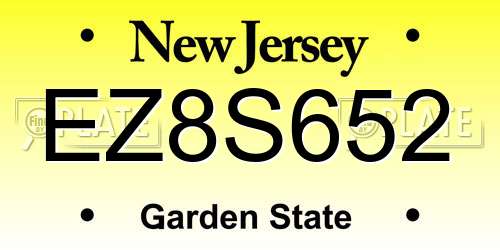 EZ8S652 New Jersey License Plate
