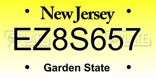 EZ8S657 New Jersey License Plate