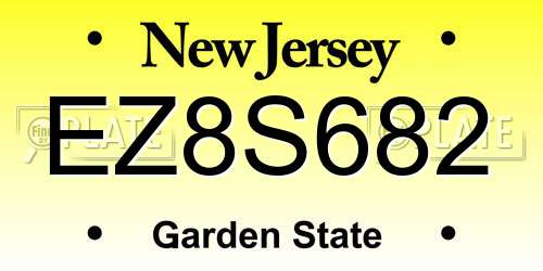 EZ8S682 New Jersey License Plate
