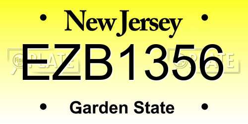 EZB1356 New Jersey License Plate