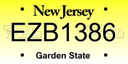 EZB1386 New Jersey License Plate