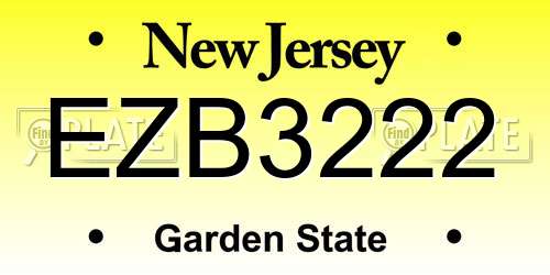 EZB3222 New Jersey License Plate