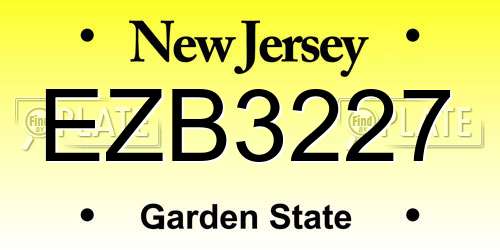 EZB3227 New Jersey License Plate