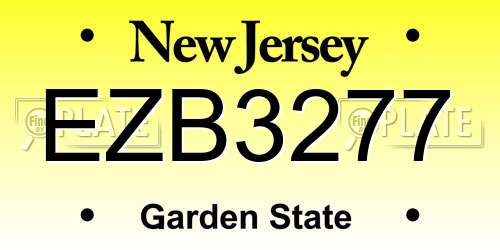 EZB3277 New Jersey License Plate
