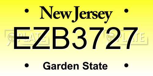 EZB3727 New Jersey License Plate
