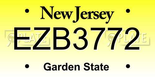 EZB3772 New Jersey License Plate