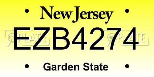 EZB4274 New Jersey License Plate