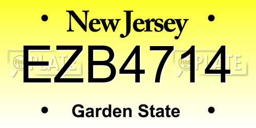 EZB4714 New Jersey License Plate
