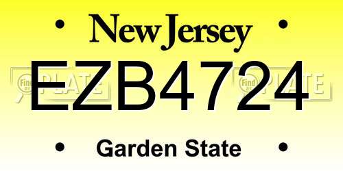EZB4724 New Jersey License Plate