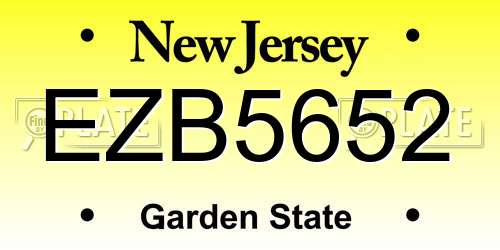 EZB5652 New Jersey License Plate