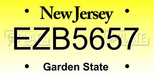 EZB5657 New Jersey License Plate