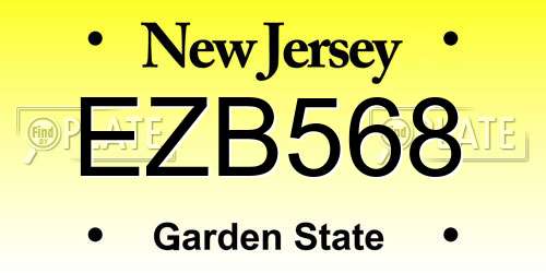 EZB568 New Jersey License Plate