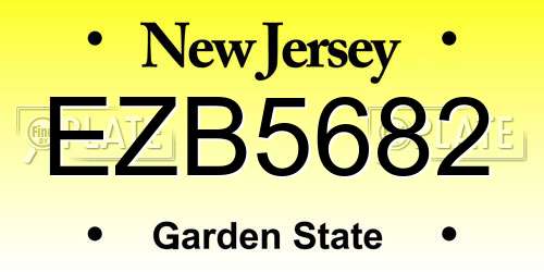 EZB5682 New Jersey License Plate