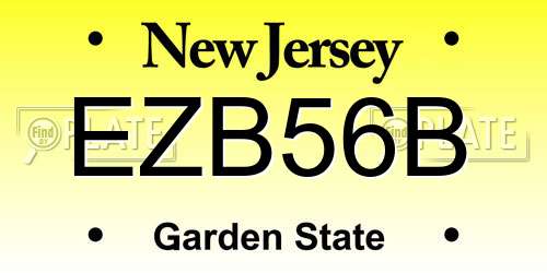 EZB56B New Jersey License Plate
