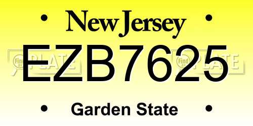 EZB7625 New Jersey License Plate