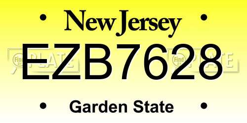 EZB7628 New Jersey License Plate
