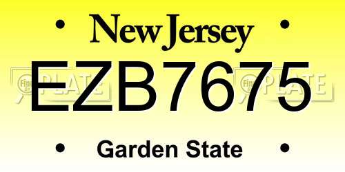 EZB7675 New Jersey License Plate