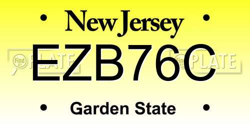 EZB76C New Jersey License Plate