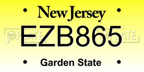 EZB865 New Jersey License Plate