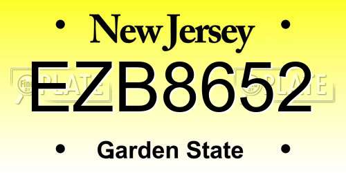 EZB8652 New Jersey License Plate