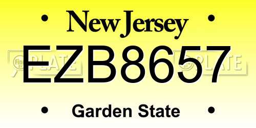 EZB8657 New Jersey License Plate
