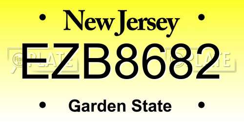 EZB8682 New Jersey License Plate