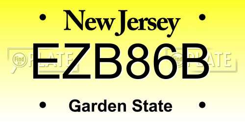 EZB86B New Jersey License Plate