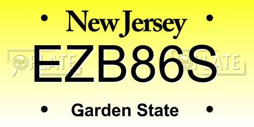 EZB86S New Jersey License Plate