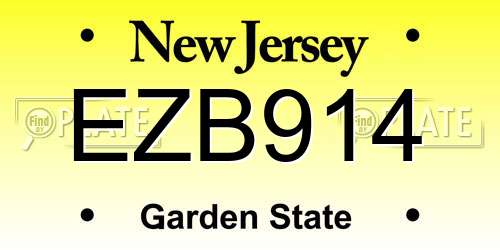 EZB914 New Jersey License Plate