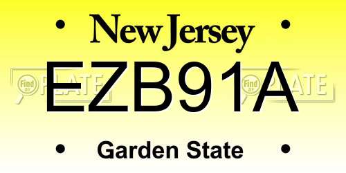 EZB91A New Jersey License Plate