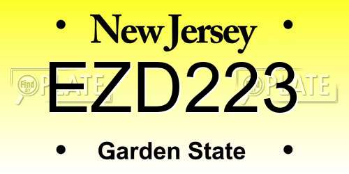 EZD223 New Jersey License Plate