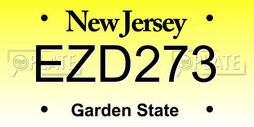 EZD273 New Jersey License Plate