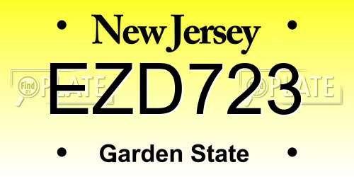 EZD723 New Jersey License Plate