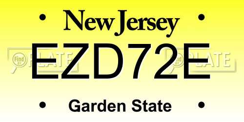 EZD72E New Jersey License Plate
