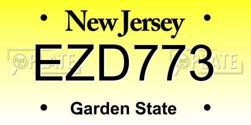 EZD773 New Jersey License Plate