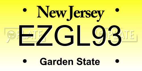 EZGL93 New Jersey License Plate