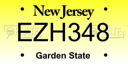 EZH348 New Jersey License Plate