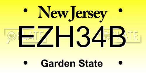 EZH34B New Jersey License Plate