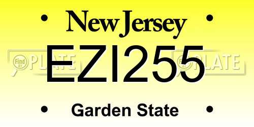 EZI255 New Jersey License Plate