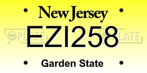 EZI258 New Jersey License Plate