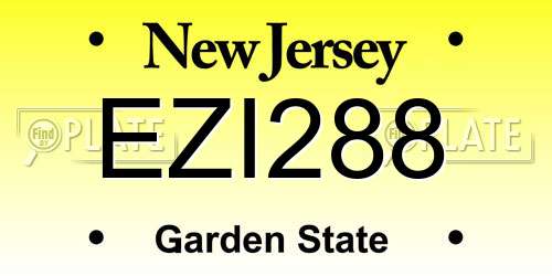 EZI288 New Jersey License Plate