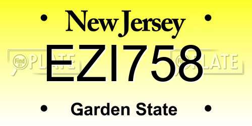 EZI758 New Jersey License Plate