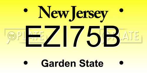 EZI75B New Jersey License Plate